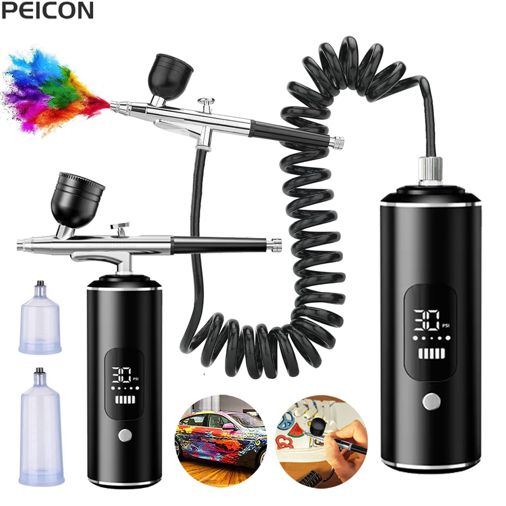 Airbrush Kit With Mini Compressor - Aerógrafo con compresor, aerógrafo portátil, Mini