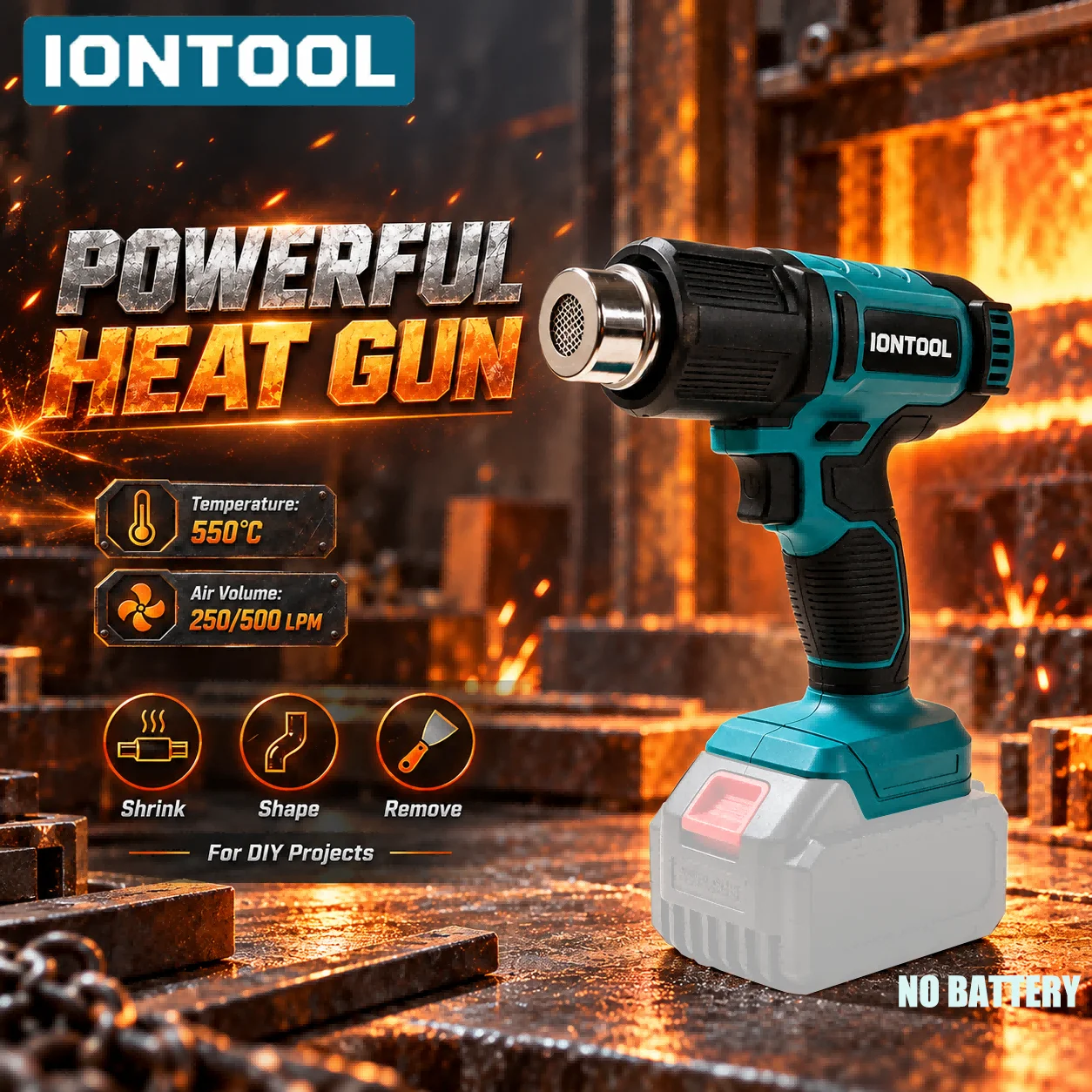 Cordless Heat Gun For Shrink Tubing - Pistola de calor inalámbrica IONTOOL 550
