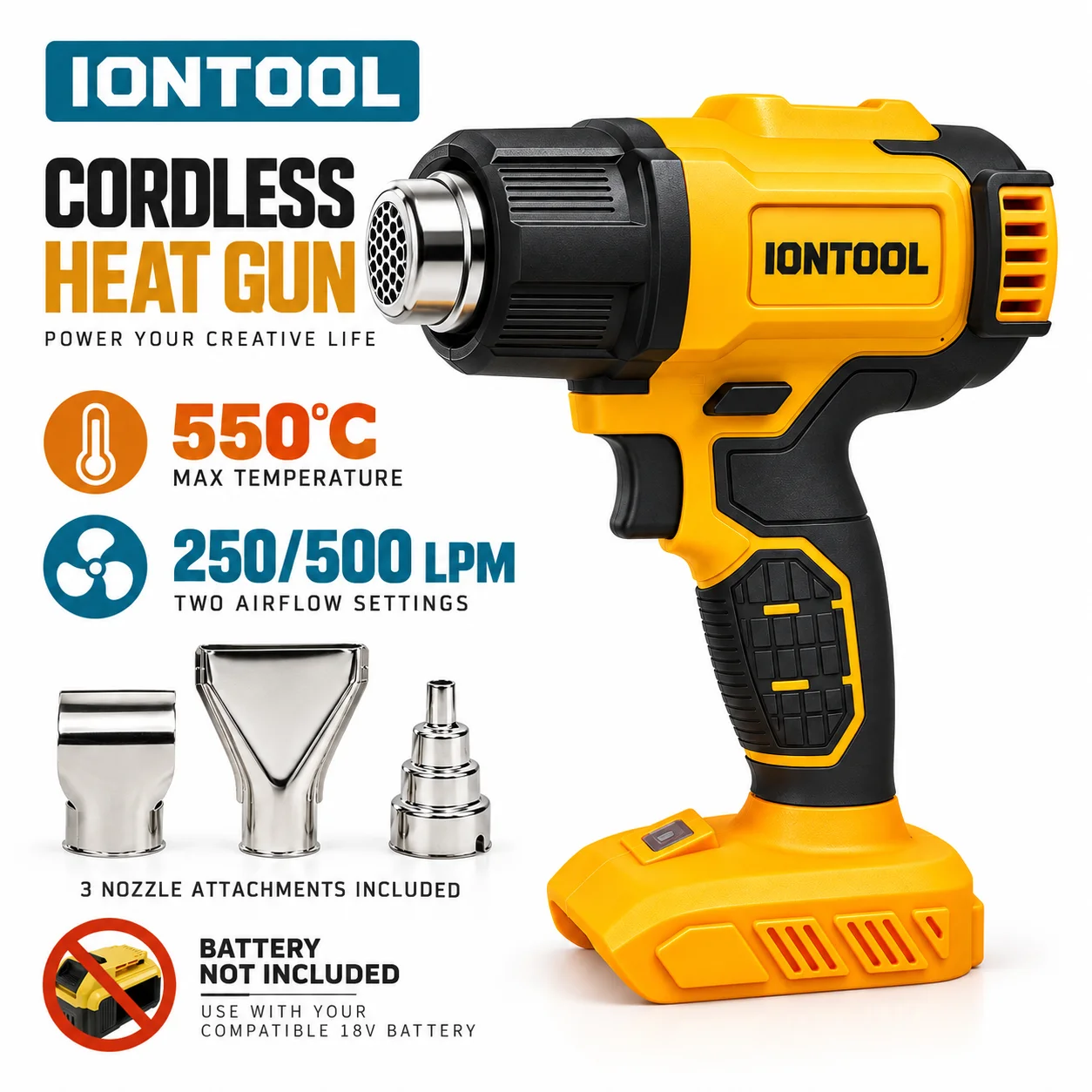 Cordless Heat Gun For Shrink Tubing - Pistola de calor inalámbrica sin escobillas