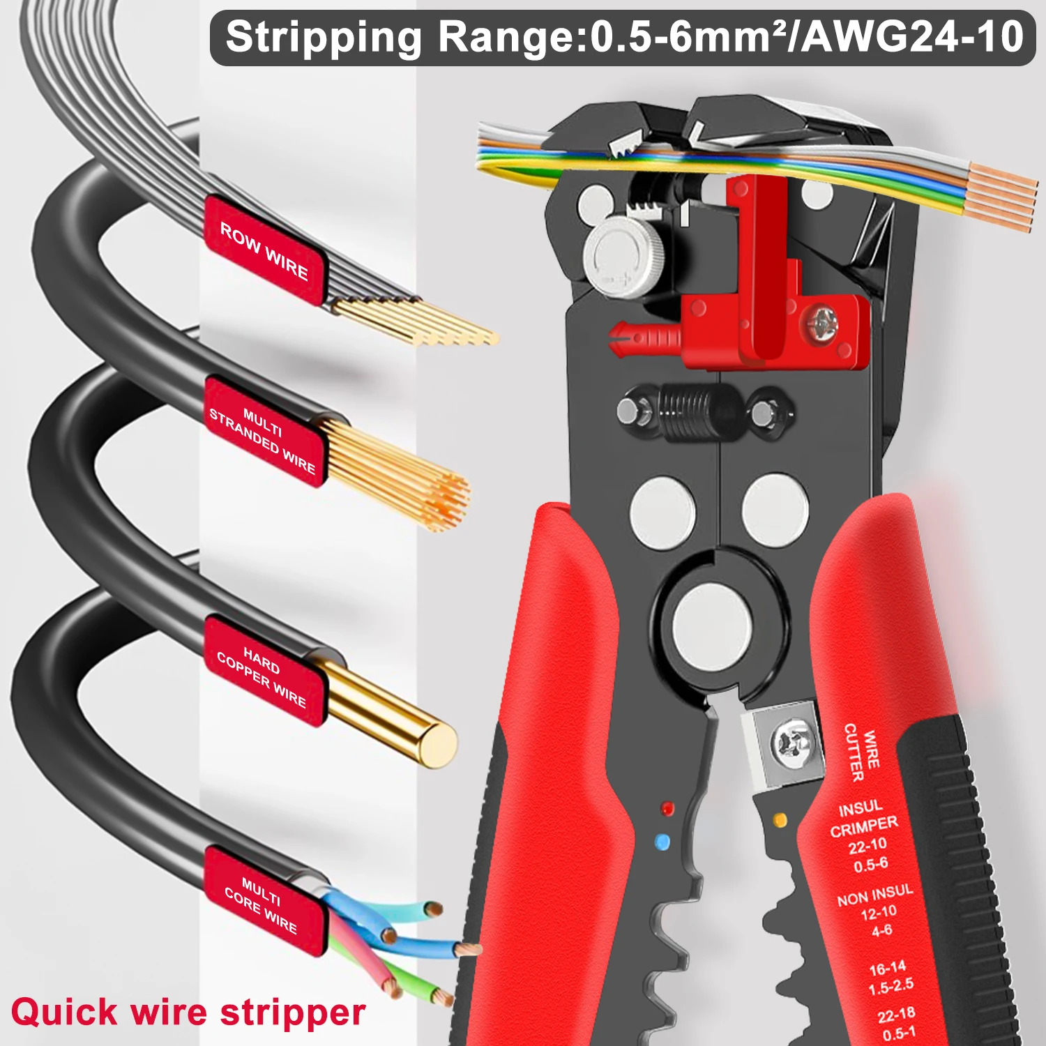 Automatic Wire Stripper Cutter - Pelacables autoregulable HS-D1, pelacables/cortador/prensador 3 en