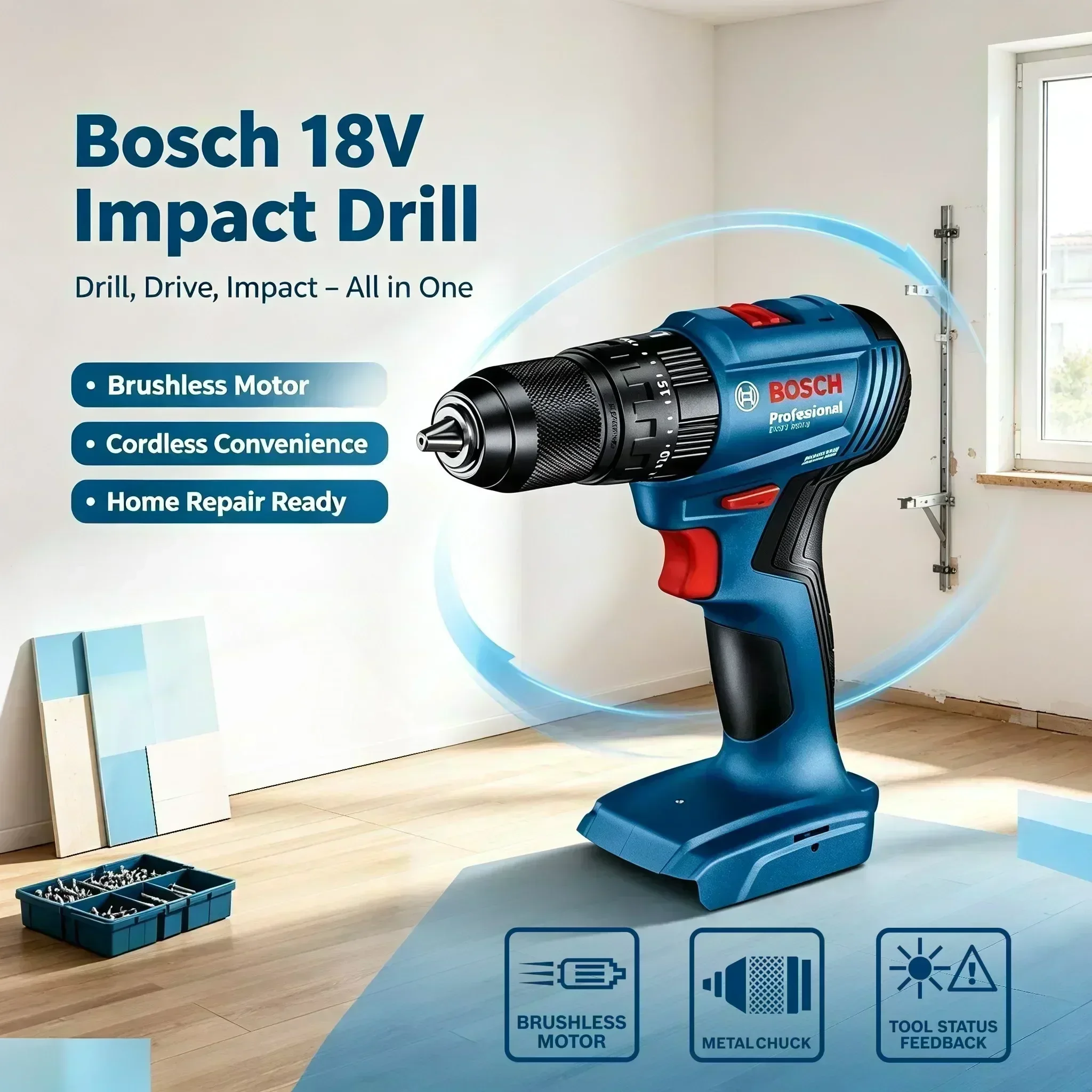 Taladro de impacto inalámbrico - Brushless Cordless Electric Drill 18V reseña y precio