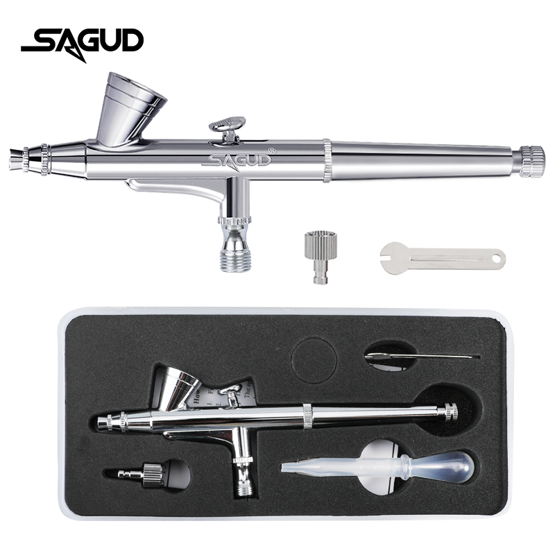 SAGUD aerógrafo modelo SD-135  - Airbrush Kit With Mini Compressor reseña y precio